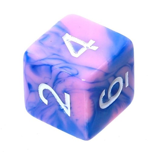 Kość REBEL dwukolorowa 6 Ścian - Cyfry - Niebiesko-różowa