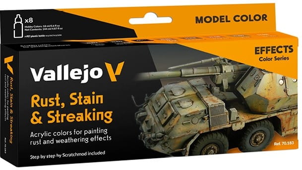 Vallejo: 70.183 - Model Color - Effects - Rust, Stains &amp; Streaking (8 x 18 ml)