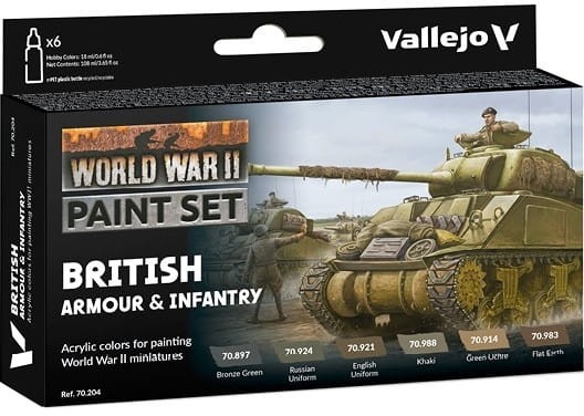 Vallejo: 70.204 - Model Color - WWII British Armour &amp; Infantry (6 x 18 ml)