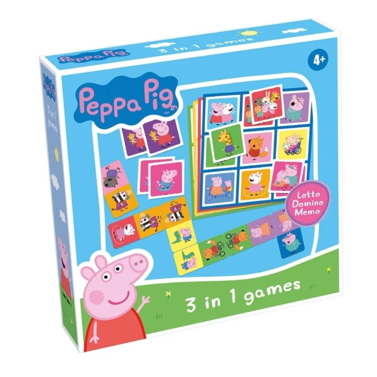 Świnka Peppa 3w1 Lotto, Domino, Memo