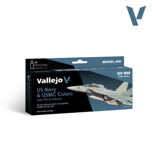 Vallejo: 71.155 - Model Air - Air War - US Navy & USMC Colors from 70's to Present (8x18 ml)