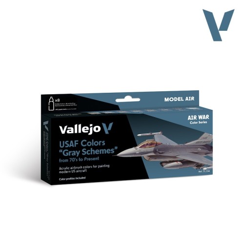 Vallejo: 71.156 - Model Air - Air War - USAF Colors "Grey Schemes" from 70s to Present (8x18 ml)