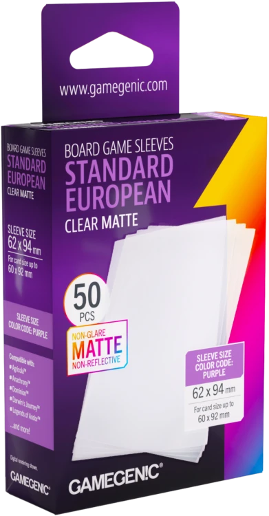 Gamegenic: Board Game Sleeves - Standard European (62x94 mm) - Clear Matte - 50 sztuk