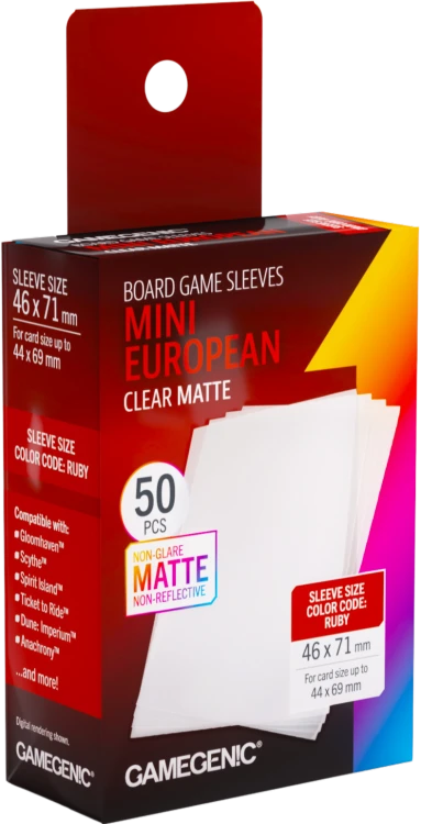 Gamegenic: Board Game Sleeves - Mini European (46x71 mm) - Clear Matte, 50 sztuk