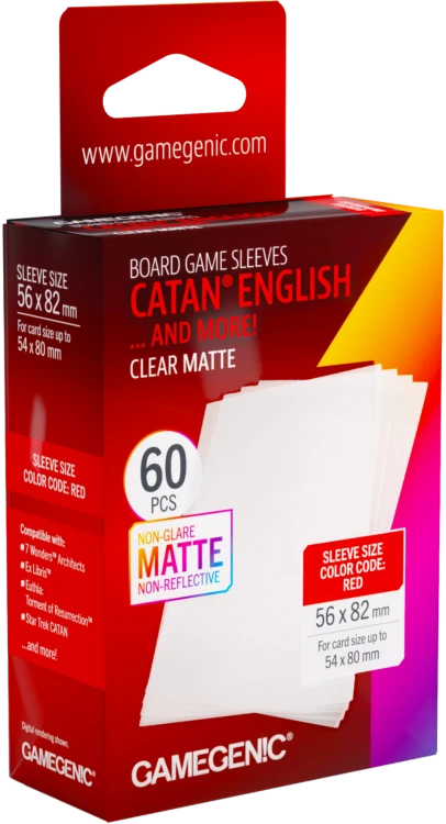 Gamegenic: Board Game Sleeves - Catan English (56x82 mm) - Clear Matte - 60 sztuk