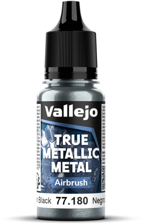 Vallejo: 77.180 - True Metallic Metal - Airbrush - Obsidian Black (18 ml)
