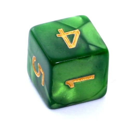 Kość REBEL perłowa 6 Ścian - Cyfry - Zielona