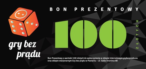 Bon prezentowy o wartości 100 zł  na zakupy w sklepie gry bez prądu