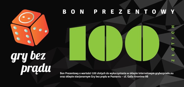Bon prezentowy o wartości 100 zł  na zakupy w sklepie gry bez prądu