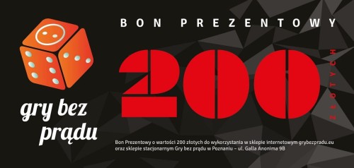 Bon prezentowy o wartości 200 zł  na zakupy w sklepie gry bez prądu