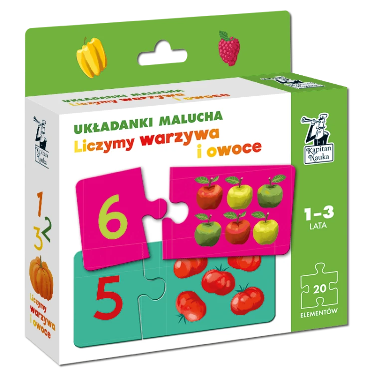 Kapitan Nauka: Układanki Malucha - Liczymy warzywa i owoce pudełko