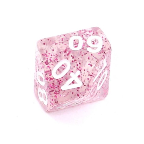 Kość REBEL brokatowa 10 Ścian (setka) - Cyfry - Różowa