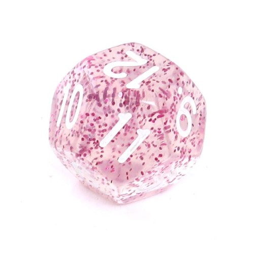 Kość REBEL brokatowa 12 Ścian - Cyfry - Różowa