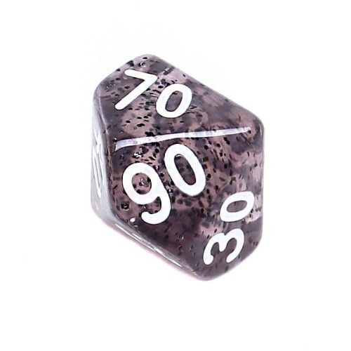 Kość REBEL brokatowa 10 Ścian (setka) - Cyfry - Czarna