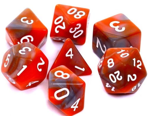 Komplet kości REBEL RPG - Dwukolorowe - Pomarańczowo-szare