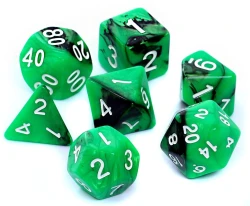 Komplet kości REBEL RPG - Dwukolorowe - Zielono-czarne