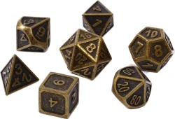 Komplet kości REBEL RPG - Metal - Tłoczony antyczny mosiądz