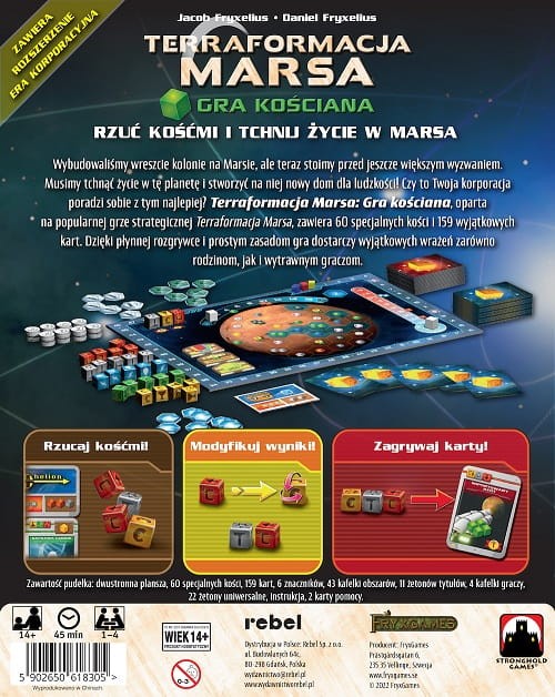 Terraformacja Marsa: Gra kościana pudełko tył