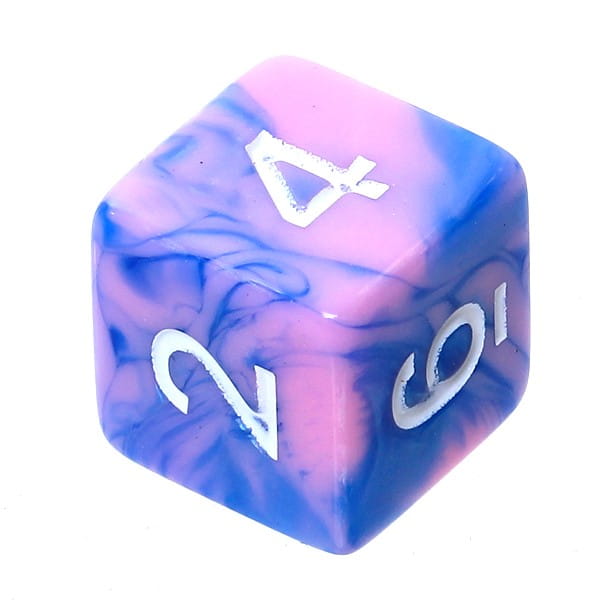 Kość REBEL dwukolorowa 6 Ścian - Cyfry - Niebiesko-różowa