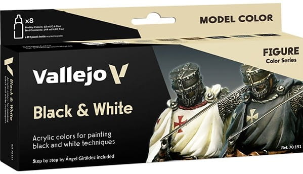 Vallejo: 70.151 - Model Color - Figure - Black &amp; White (8 x 18 ml)