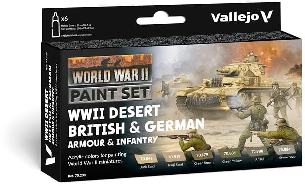 Vallejo: 70.208 - Model Color - WWII Desert British &amp; German Armour &amp; Infantry (6 x 18 ml)