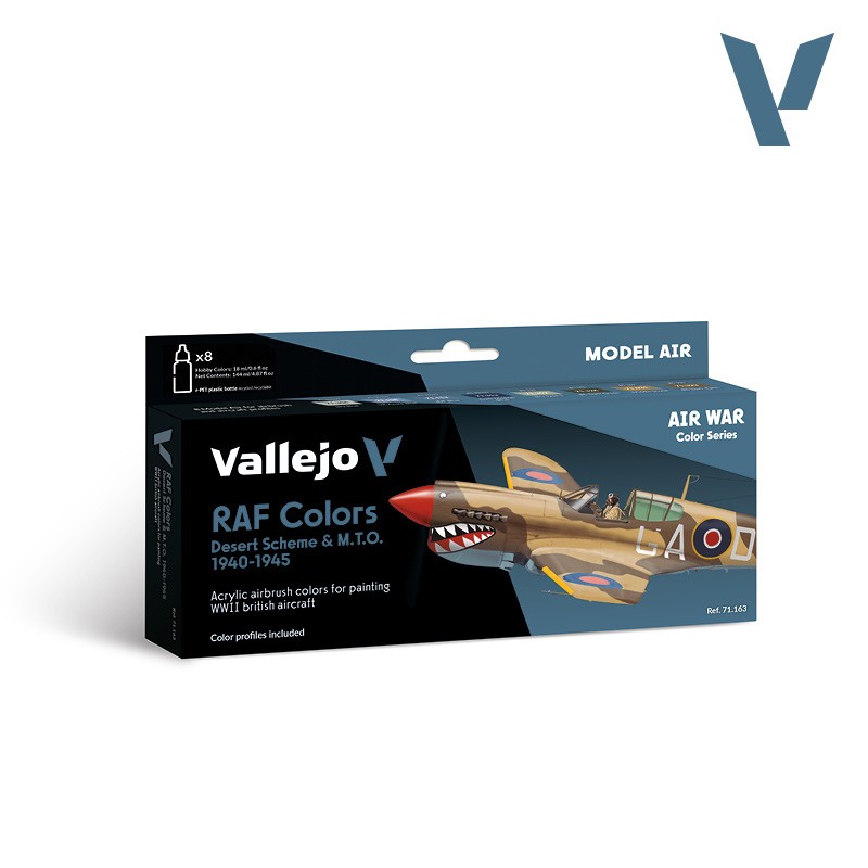 Vallejo: 71.163 - Model Air - Air War - RAF Colors - Desert Scheme & M.T.O. 1940-1945 (8x18 ml)