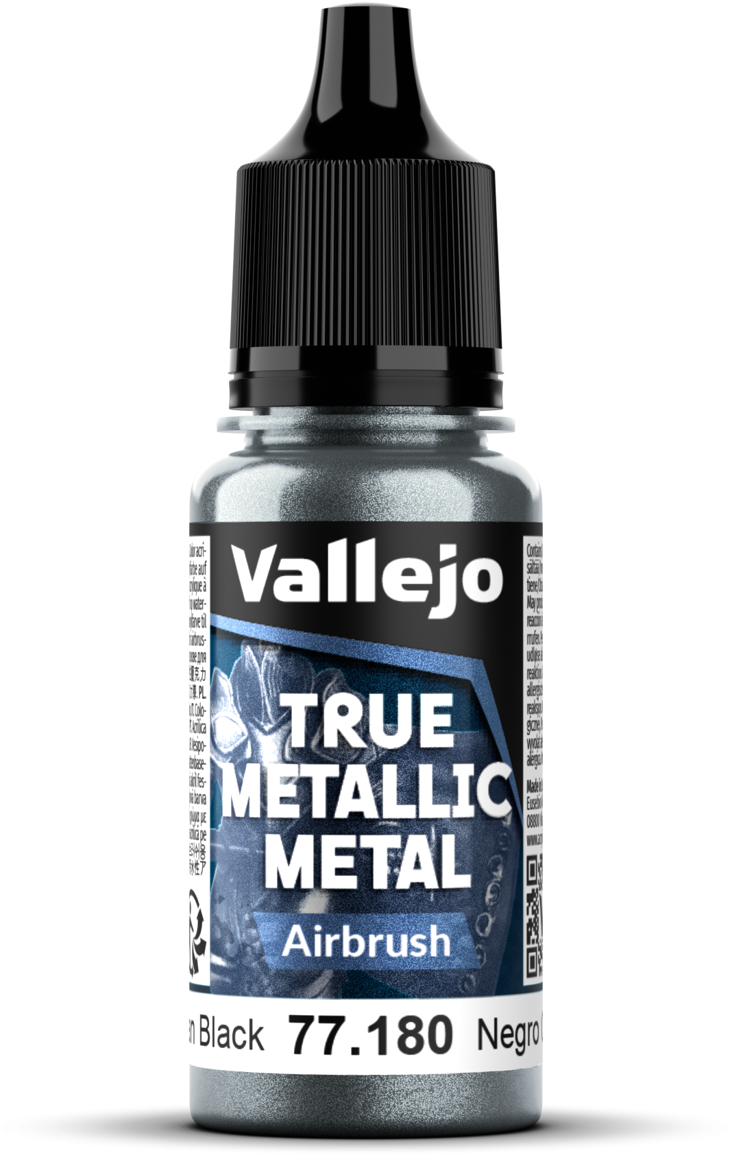 Vallejo: 77.180 - True Metallic Metal - Airbrush - Obsidian Black (18 ml)