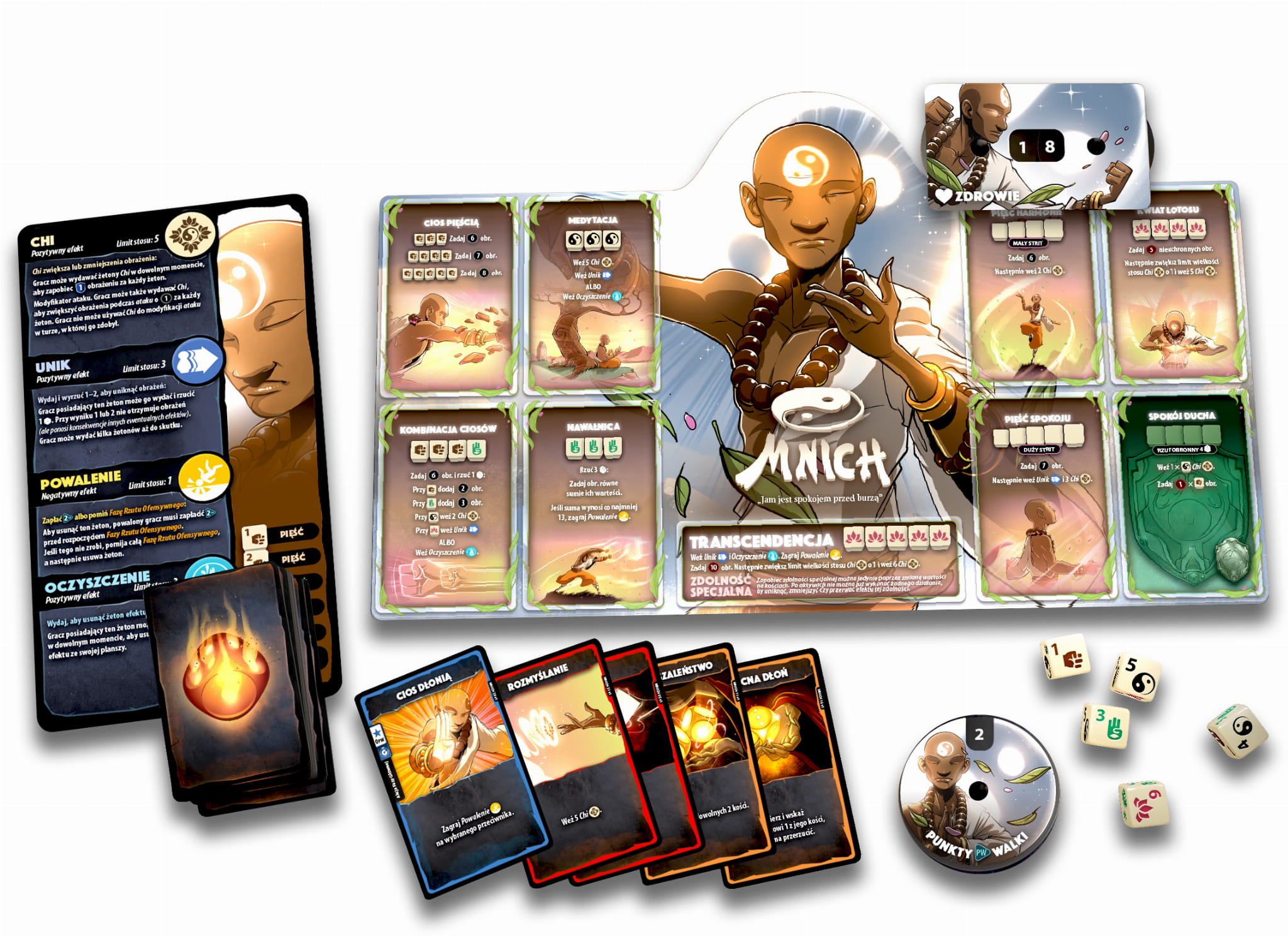 Dice Throne: Starcie 2 - Mnich vs Paladyn zawartość mnicha