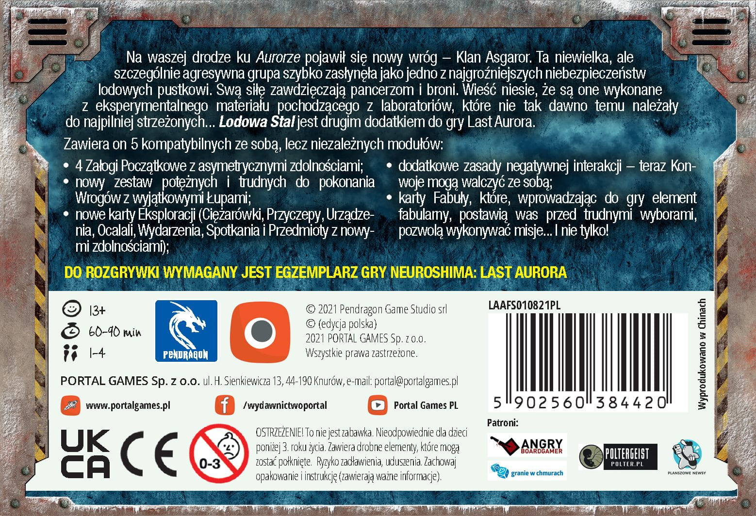 Neuroshima: Last Aurora - Lodowa stal tył pudełka