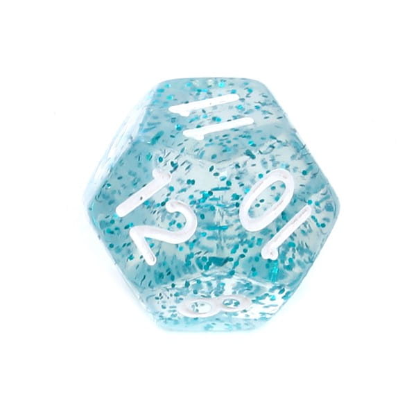 Kość REBEL brokatowa 12 Ścian - Cyfry - Błękitna