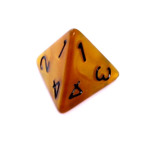 Kość REBEL perłowa 4 Ściany - Cyfry - Ciemnożółta (czarne cyfry)